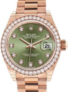 The Swiss fake watches are featured with olive green dials.